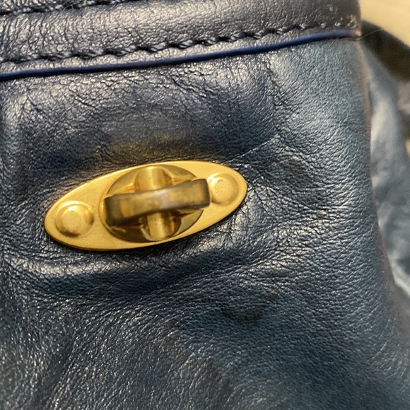 Marc by Marc Jacobs Blue Leather Totally Turnlock Benny Purse Satchel Shoulder - Picture 7 of 16